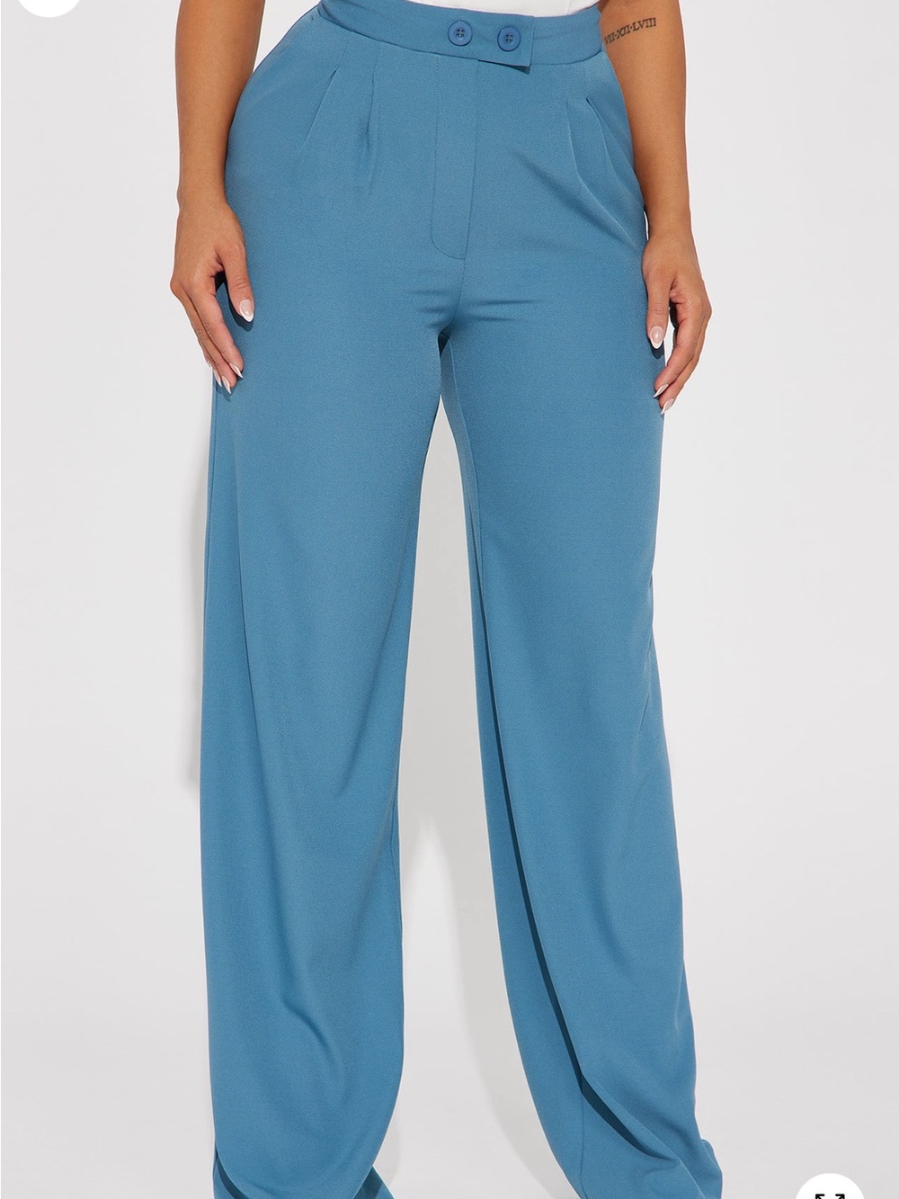 Fashion Nova Teal Wide Leg Dress Pants